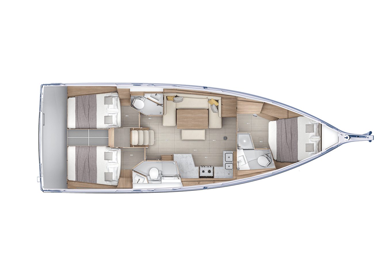 Oceanis 42 – 3 Kabinen · 3 Bäder